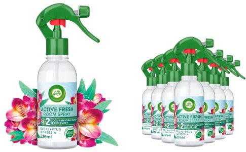 Airwick Air Freshener Room Spray| Odour Neutraliser, Bathroom and Room Air Freshener|Fragrance : Eucalyptus| Contains : 8 Sprays