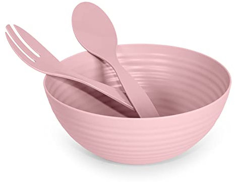 Set de Ensaladera Classic de 3.3L en Plástico Duro con Cubiertos para Servir Incluidos (Rosa)