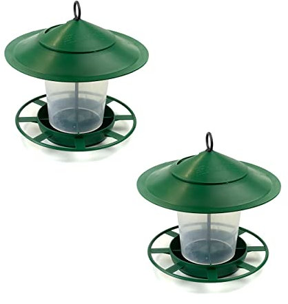 etree Easy Clean Hanging Lantern Bird Feeder (2025 Design) - Prevent Disease & Protect Wildlife Dark Green Pack of 2