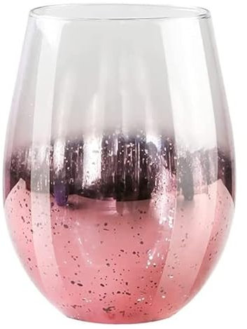Planet Zero Vasos grandes sin tallo de 500 ml con efecto estrellado, vasos ovalados metálicos de color transparente adecuados para agua potable, jugo, vino, cerveza, cócteles, licores (rosa)