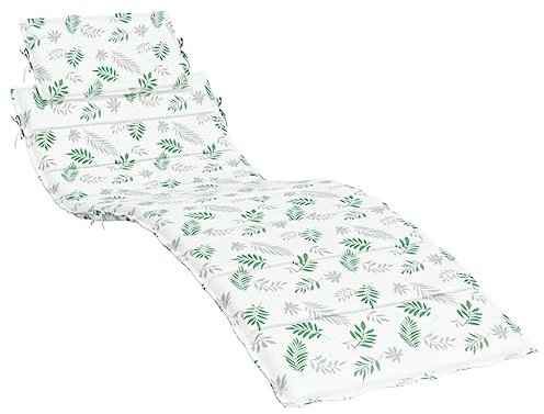 vidaXL Sonnenliege Auflage, Liegenauflage Outdoor, Polster Auflage für Gartenliege Liegestuhl, Polsterauflage, Blattmuster Oxford-Gewebe