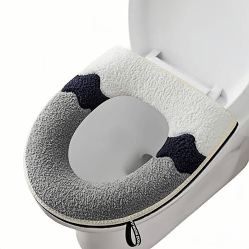 Youesedew Funda cálida para Asientos de Inodoro y Confortable para Toda la Familia,Funda de Asiento de Inodoro más Gruesa - Toda la Temporada-Instalación Fácil y Lavable (1 Gris)