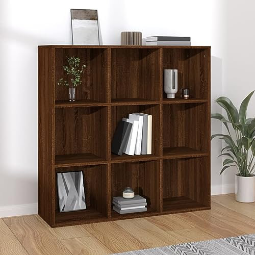 FIRBNUS Bücherschrank Braun Eichen-Optik 98x30x98 cm Wohnzimmer Möbel Sideboard Holz Industrial Bücherregal Schmal