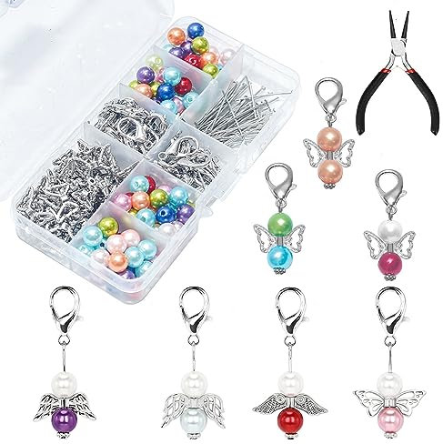 gotyou 50 Stück Schutzengel Anhänger, Perlenengel Anhänger, Hochzeit Taufe Anhänger, Gastgeschenke Schutzengel, Engel Anhänger Schlüsselanhänger, Gastgeschenke Taufe, für Hochzeiten, Taufen