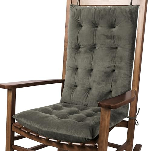 FlyGulls Schaukelstuhlkissen für den Innenbereich, Samt, hohe Rückenlehne und Sitzkissen, 2-teiliges Set, Grau