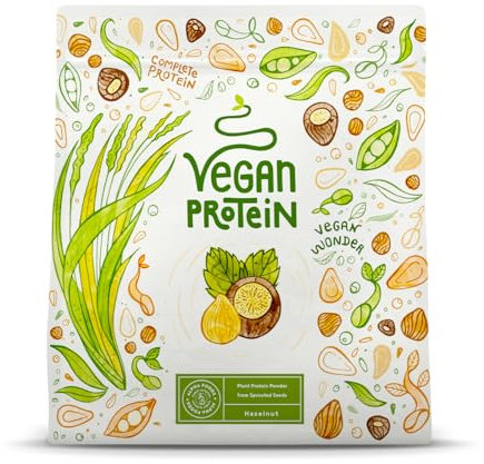 Proteine in Polvere Vegane | Gusto Nocciola | 19g Proteine Vegetali Isolate di Pisello, Riso e Girasole | Massa Muscolare | 600g Vegan Protein Powder | Alpha Foods