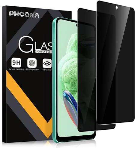 Phoona Protector Pantalla de Privacidad para Xiaomi Redmi Note 12 4G/5G 6.67,Cristal Templado Anti Espía Protectora Película para Redmi Note 12 4G/5G,9H Dureza,Anti-Arañazo