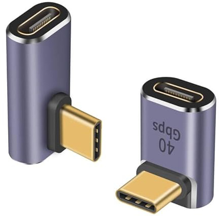 Duttek USB C 90 Grad Adapter 40Gbps, rechtwinkliger USB C Adapter 100W, USB Typ C Extender Connector Adapter für Thunderbolt 4/3, Steam Deck, iPhone 15, Switch, iPhone