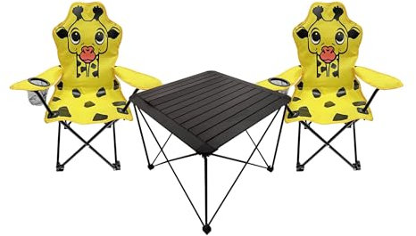 Mojawo 3er Kinder Campingmöbel Set Camping L52xB52xH46cm 1x Campingtisch + 2 Anglerstühle Textilen Outdoor mit Tasche