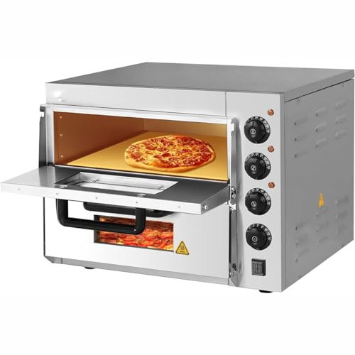Horno De Pizza Eléctrico, Encimera De Horno Tostador con Cajón De Pizza Comercial De Cubierta Simple/Doble, Horno Pizza para Barbacoa Al Aire Libre De Acero INOX para Restaurante En Casa,DoubleLayer