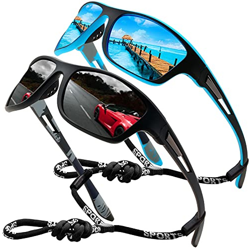 Polarised Cycling Sunglasses Mens Women UV400 Wrap Around Sports Glasses | TR90 Unbreakable Sturdy Frames,Ultralight,HD TAC Lens,Night Vision,Driving Fishing Travel with Glasses Rope Strap