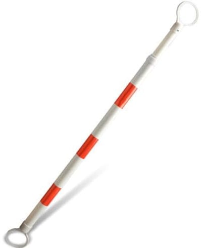 Teleskopstange zum Aufstecken auf Leitkegel, Pylonen | Sicherheitsbarriere ausziehbar 116-197 cm für Parkplätze, Baustellen | Absperrstange [Rot/Weiß] reflektierend | Hindernisstange für Hundesport