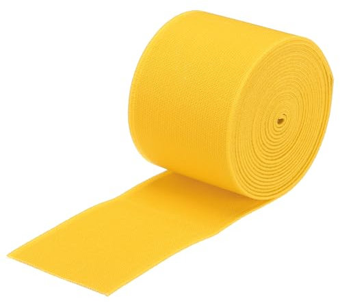 QUARKZMAN 5cm Gummiband Breit zum Nähen, 2.5 Meter Elastic Rubber Band, Breites Gummiband für Hosen, Bund, Stoffe zum Nähen (Gelb)