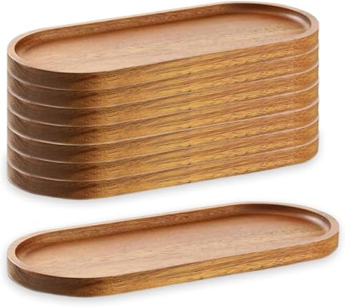 Linwnil 8Pack Wood Serving Trays 29x10.5CM Charcuterie Boards Oval Wooden Plates Wood Serving Platter Cheese Dinner Plates Bulk for Dessert Snack Bread Fruit Appetizer Dishes