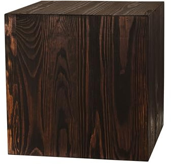 DECOKTIVO Soporte de madera, bloque de madera, decoración del tronco de árbol, portavelas de suelo, columna de flores, columna decorativa, estable y duradero, nogal oscuro, 30 x 30 x 30 cm