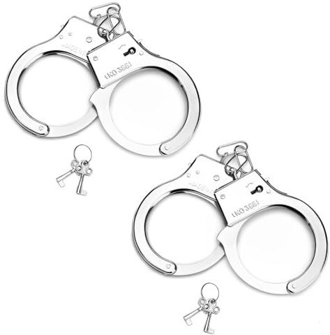 LQIOACU 2 Stück Handschellen für Kinder, Polizei-Set Mit 4 Schlüsseln, für Räuber und Gendarm Spielen