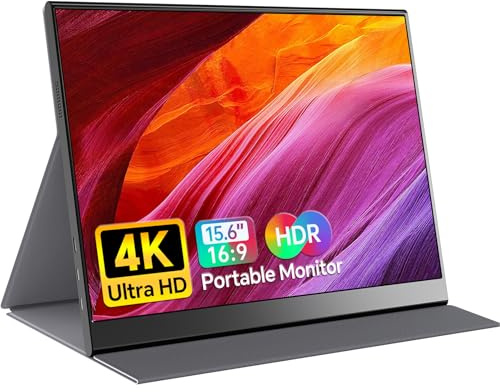 Anyuse 15.6 Portable Monitor 4K 3840*2160 Resolution UHD USB-C Hdmi Laptop Monitor 100% RGB IPS for Gaming HDR Travel with Speakers and Smart Case for