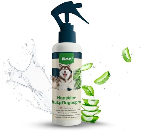 nimo® Haustier Hautpflegespray | Hautpflege für Hunde, Katzen mit Aloe Vera & Panthenol | Regeneration der Haut bei Trockenheit & Entzündungen | gegen Juckreiz & Reizung | bei Ungezieferbefall, Milben