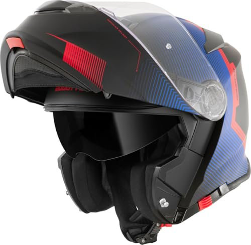 Bogotto H271 Wayke Klapphelm, schwarz matt/rot/blau, 2XL