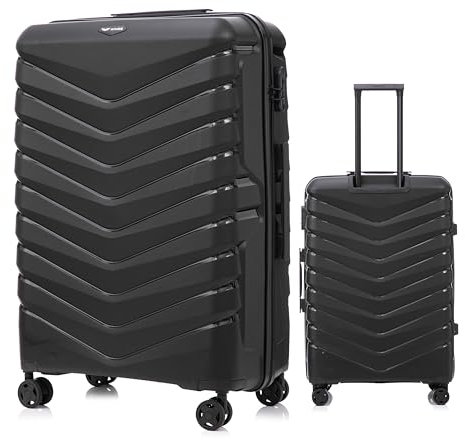 Wings Koffer Hartschale | Reisekoffer & Trolleys | Ultraleicht Rollkoffer mit Rollen | Koffer Trolley Handgepäck | Hartschalenkoffer Mit Schloss | für Flugzeug (Schwarz, 75x50x30 cm)