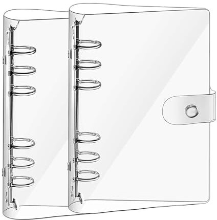 Ringbuch A6 Ring Binder,2 PCS 6 Ring Weich Notizbuch Binder mit Druckknopfverschluss Nachfüllbares Notizbuch Runder Ringbuch für DIY Notebook Fotoalbum und Scrapbooking