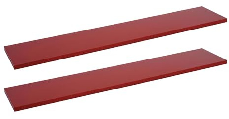Set of 2 Red Shelf Boards 118cm x 23.5cm Wall-Mounted Classic Shelf for Living Room Bedroom Kitchen or Office NO Brackets Included
