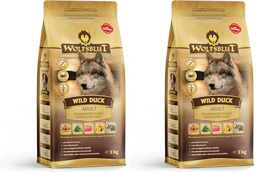 Wolfsblut - Wild Duck Adult - 2 kg - Ente - Trockenfutter - Hundefutter - Getreidefrei (Packung mit 2)