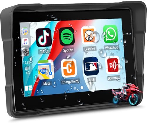 Coche de moto portátil con Android Car Carplay inalámbrico 5 pulgadas IP67 impermeable pantalla táctil para motocicletas con cámara de salpicadero navegación Bluetooth Mirrorlink EQ TF Card Moto