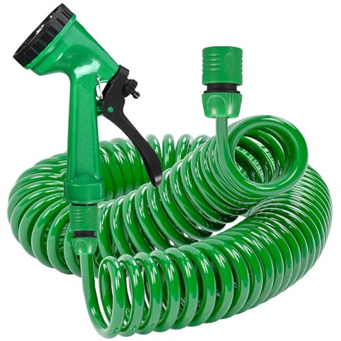 Axinyijia Spiralschlauch Wasser, 20m/10m/7.5m Gartenschlauch Flexibel, Garden Hose mit 7 Funktions Brause, Flexibler Wasserschlauch (10m)