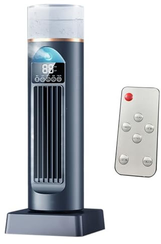 Besreey Turm - Climatiseur AC - Ventilateur à air froid pour chambre à coucher - Refroidisseur silencieux sans lame oscillant avec télécommande et réservoir d'eau - 6 humidificateurs de vitesse pour