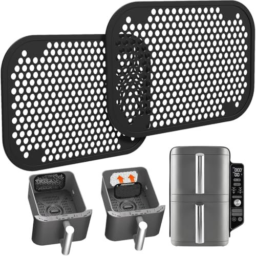 2 Pièces Grille Anti Projection pour Air Fryer Ninja Double Stack SL400EU & SL300EU, Réutilisable Plat Moule Silicone Air Fryer Accessoires Air Fryer pour Ninja Double Stack