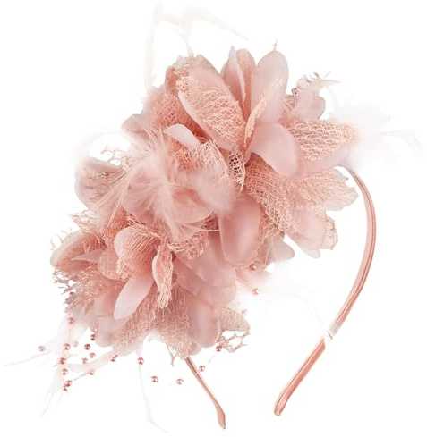 GWAWG Ladies Fascinator Chapeau de mariage, Couture de tête Plumes Mesh Accessoires de cheveux, Faux Fleurs tête Fleurs Retro Fascinators élégant vintage inspiré plumes fascinateur chapeau