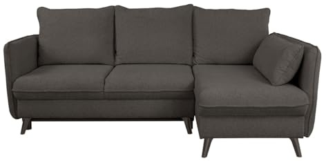 Homlando Ecksofa ALANTI 225 x 130 x 95 cm mit Schlaffunktion und Stauraum – Modernes Design, Komfortable Polsterung, Eckcouch für Wohnzimmer, L Form Rechts