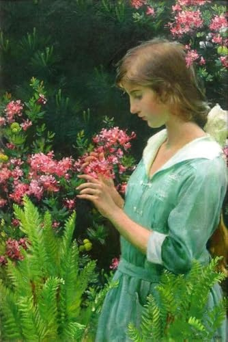 Chaozhirui DIY Cross Stitch Embroidery Kit Wild Azalea and Fern Cross Stitch Kit Famous Oil Painting 11CT Cotton Cross Stitch Kit 40x50cm