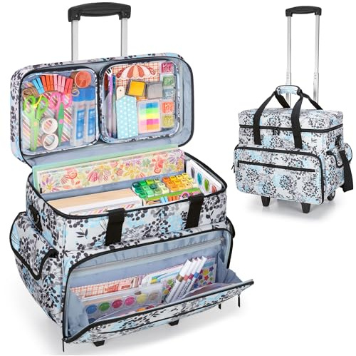 Teamoy Scrapbook Aufbewahrungstasche mit Abnehmbarem Rollen, Löwenzahn | Scrapbook Tragetasche mit Trolley für Scrapbooking Zubehör und Bastel, Scrapbook Organizer für Künstler, Bastler und Lehrer