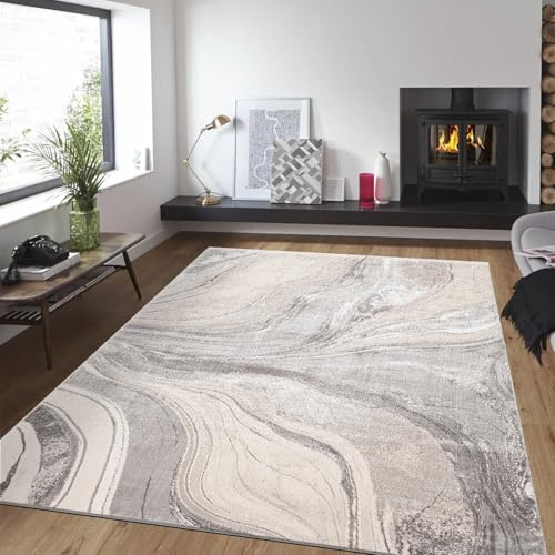 renoazul® Low Pile Living Room Rugs Large With Jute Back - Gant 200 x 290 cm - Beige - Washable Rugs For Bedroom And Sitting Room Rug
