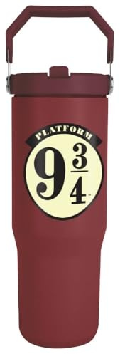 Pyramid International - Harry Potter 0,85 L Tumbler mit Griff - Gleis 9 3/4 Design – Isolierter Trinkbecher mit Flip-Strohhalm – Edelstahl Thermobecher für unterwegs, Schule & Alltag - MDB2404236