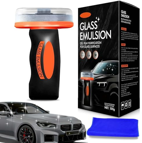Glass Emulsion Car, Q4 Glass Guard, Automotive Oil Film Cleaning Brush, Glasses Film Cleaning Brush, Hand-Held Glasses Emulsion Cleaner for Car, Windows, Mirrors, Remove Oils Residue