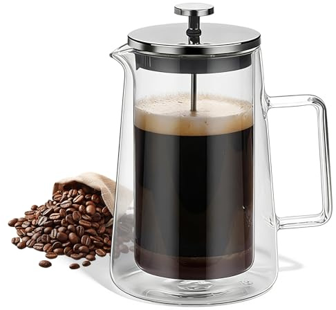 1000 Ml Cafetière À Piston Français, Cafetière French Press 1 Litre Verre Borosilicate Résistant À La Chaleur Pour Café Et Thé