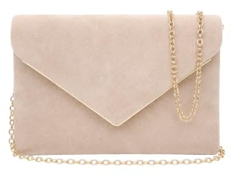 INNAL Damen Clutch Beige Hochzeit Elegante mit Abnehmbarer Kette | Clutch Tasche Umschlag Abendtasche Klatsch Tasche Damen-Clutches Handtasche Hochzeit für Prom Party