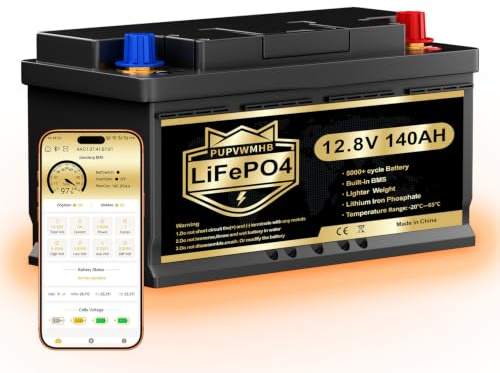 Batterie LiFePO4 12 V 140 Ah avec Bluetooth et auto-chauffage, BMS 150 A, 15 000 cycles, 1792 Wh max, arrêt basse température, idéale pour camping-car, solaire et moteurs électriques.