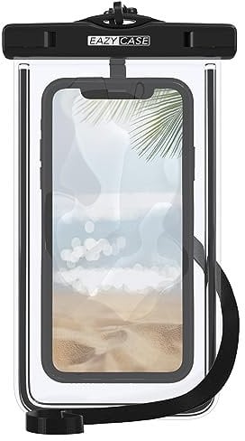 EAZY CASE - wasserdichte Unterwasserhülle Schwarz Schutzhülle Handyhülle Universal Unterwassertasche Handy Tasche wasserfest Universalhülle für alle Smartphones bis 6,7 mit Umhängeband in Schwarz