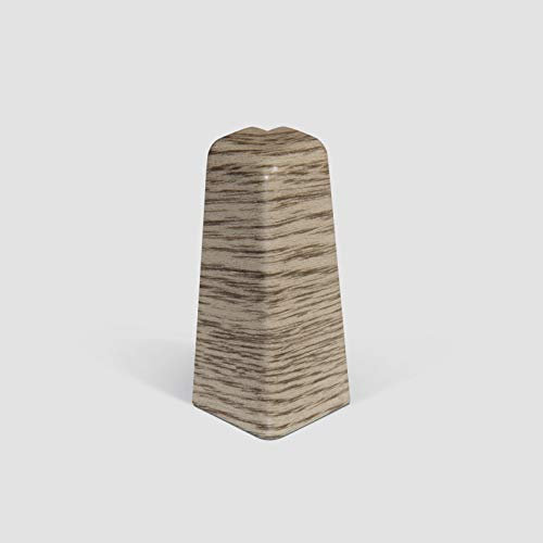 EGGER Außenecke Sockelleiste Eiche graubraun für einfache Montage von 60mm Laminat Fußleisten | Inhalt 2 Stück | Kunststoff robust | Holz Optik grau braun