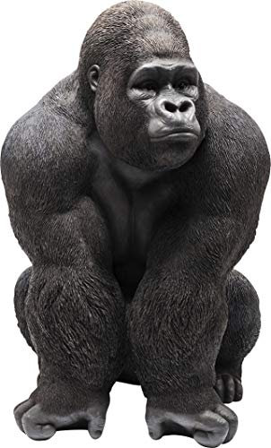 Kare Design Deko Figur Front XXL, große Form eines Gorillas, ausgefallene Wohnzimmer Dekoration, Dekofigur Gorilla Schwarz, Dekoobjekt Affe, 107x90x73cm (H/B/T)