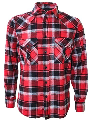 ROCK-IT Apparel® en Flanelle pour Homme Chemise Manches Longues de bûcheron à Carreaux fabriquée en Europe Colour Rouge/Noir/Blanc à Carreaux XXL