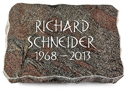 MEMORUM Grabmale Grabplatte, Grabstein, Grabkissen, Urnengrabstein, Liegegrabstein Modell Pure 40 x 30 x 5 cm Paradiso-Granit, poliert inkl. Gravur (Ohne Ornament)