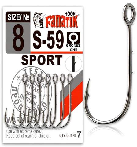 FANATIK Haken JIG S-59 gr. 10, 8, 6, 4, 2 jig Angel Fishing Hook für Gummiköder (Schwarz, 24mm - #2-5 Stück)
