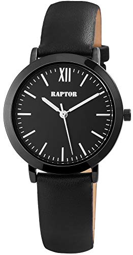 Raptor Damen-Uhr Echt Leder Armband Klassisch rund Eleganz Analog Quarz RA10009