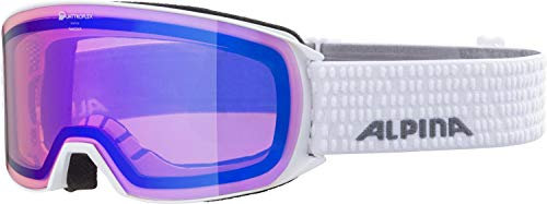 ALPINA NAKISKA Q - Verspiegelte, Kontrastverstärkende & Polarisierte Skibrille Mit 100% UV-Schutz Für Erwachsene, white, One Size