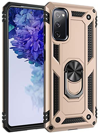 JMstore Coque Compatible avec Samsung Galaxy S20 FE 5G Aimant Anneau Support,Double Couche Renforcée Défense+Protection écran (Or